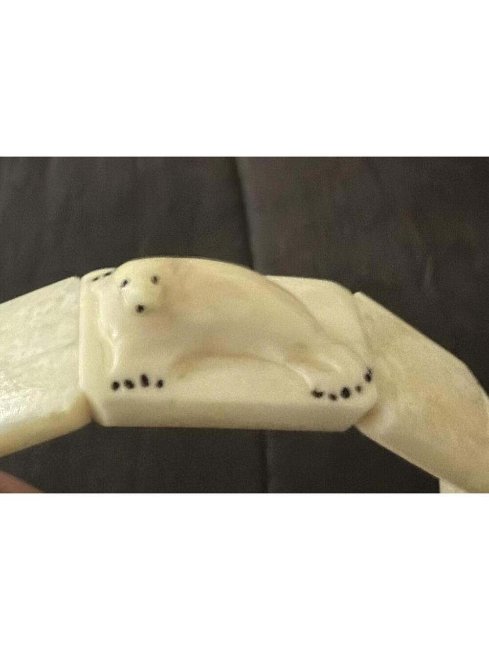 EUC Vintage Inuit Walrus Ivory Story Bracelet with Carved Arctic Animals - Picture 3 of 9